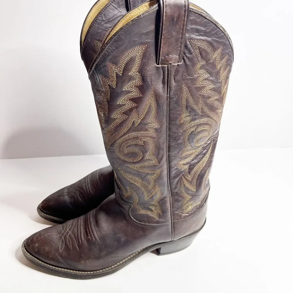 Justin 1564 Size 8D Cowboy Boots Dark Brown Marbled Deerlite Western Rodeo - Picture 4 of 7